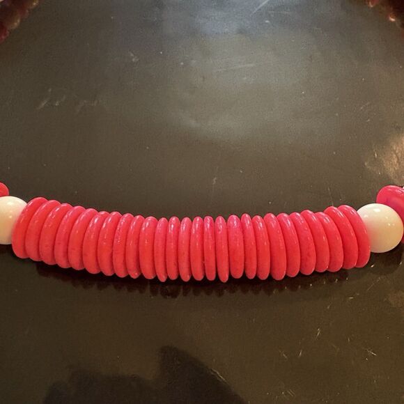 Vintage Necklace Pink And White Beaded Chunky Costume Jewelry 1980s Retro - Picture 2 of 5